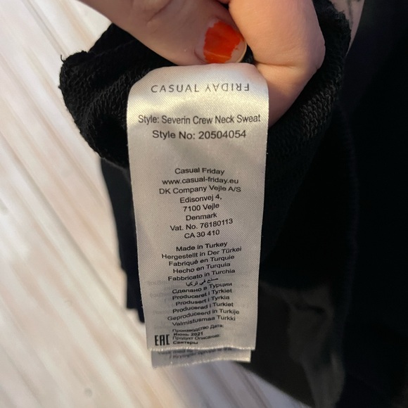 Casual Friday black crewneck pullover sweater 100% cotton soft warm basic plain - Picture 10 of 11